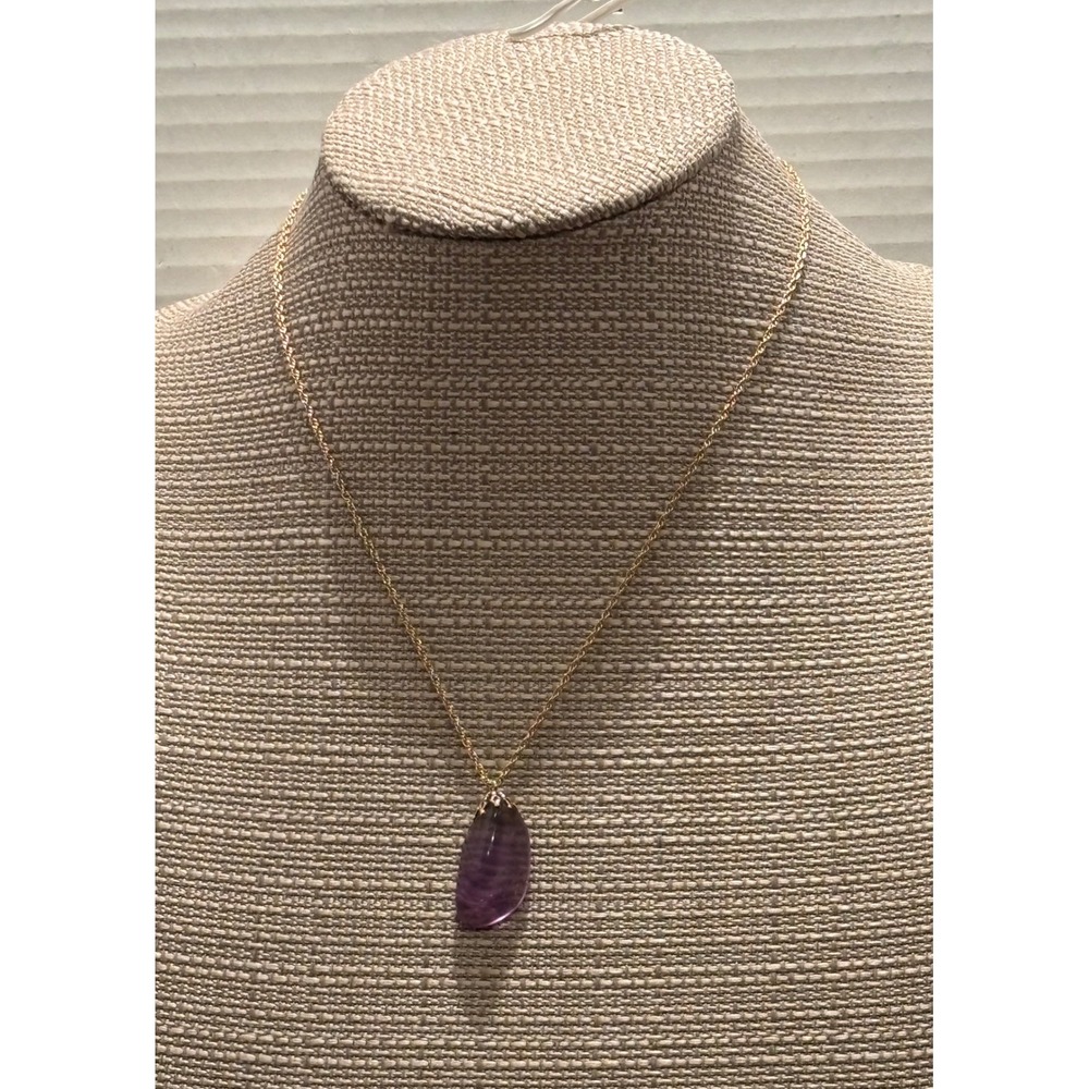 Amethyst Purple Stone Pendant Necklace 18 Inch 1/20 12K gold filled rope chain - Picture 6 of 9